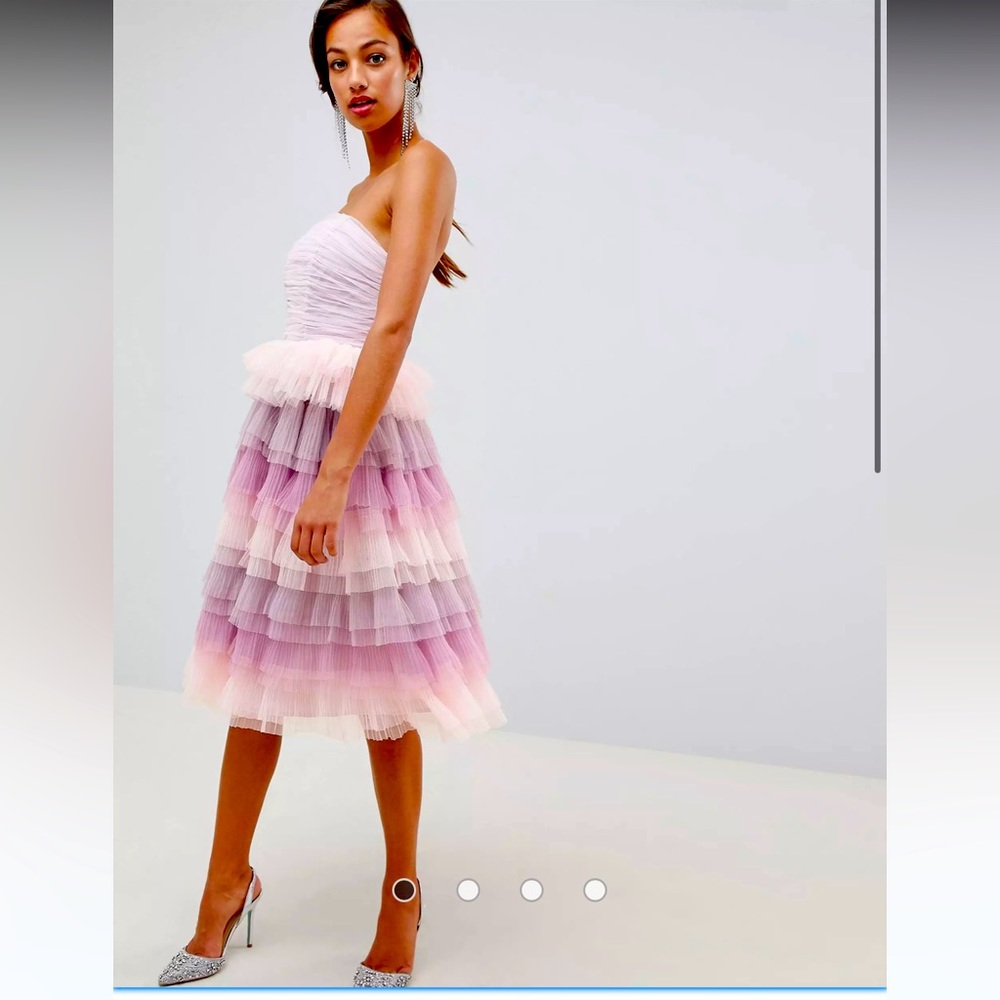 ASOS Dress tiered tulle bandeau midi dress